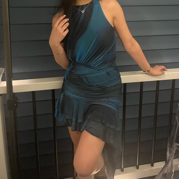 Blue Pattern Ruffle Dress - Picture 2 of 3